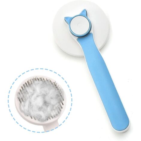 Self-Cleaning Brush for Cat and Dog for Grooming, Removing Loose Hair, Tangle and Dirt, Pet Comb for Long and Short Bristle (Blue) (1/5)
