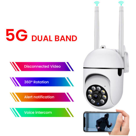 Outdoor IP WiFi Surveillance Camera 2.4 + 5G HD 1080P 4x Zoom Human Tracking Color Night Vision with 64G TF Card (1/5)