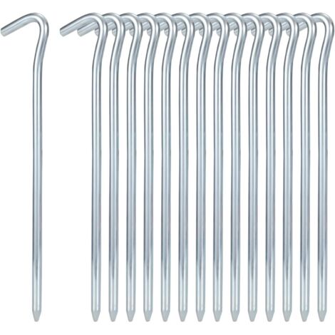 Tent Stake 15 Pieces 18cm Camping Stake Pegs Heavy Duty Steel Tent Hooks Hard Ground Stakes Garden Nails for Outdoor Camping Gardening Hiking (1/5)