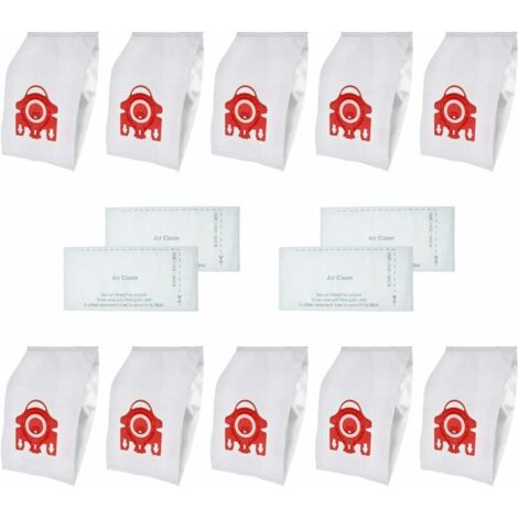 Pack of 10 replacement synthetic type dust bags for Miele FJM C1 and Hoover C2 vacuum cleaners with 4 Hepa filters (1/5)
