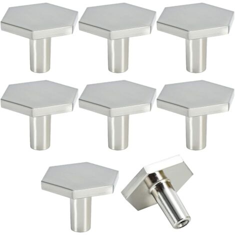 8Pcs 36  26 mm Silver Kitchen Cabinet Drawer Doors, Zinc Alloy Hexagon Cabinet Knobs, Furniture Knobs for Kitchen Cabinets (1/5)