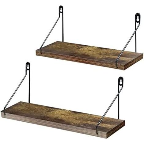 Amazon Brand – - Set of 2 Wall Shelves Wooden Floating Shelves, Storage for Living Rooms Bedrooms Kitchens Bathrooms, Rustic Style (1/5)