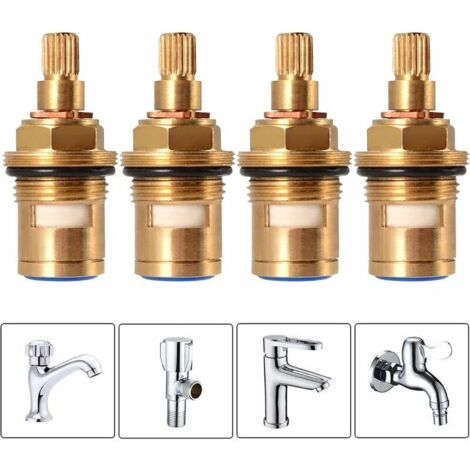 4 Pcs Ceramic Disc Head, Hot and Cold Faucet Replacement Cartridge, Universal Replacement Ceramic Cartridges, for Bathroom Kitchen Home Faucet (Blue) (1/5)