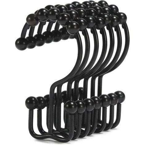 12pcs Bathroom Hook Shower Curtain Hooks, Shower Curtain Rings, Rustproof Stainless Steel Shower Curtain Hooks (1/5)