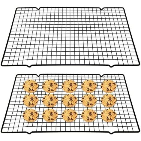 2 Pieces Cake Cooling Racks 40x25cm Non-Stick Stainless Steel Rectangular Pastry Rack Drying Rack Baking Rack for Household Pastry (1/5)