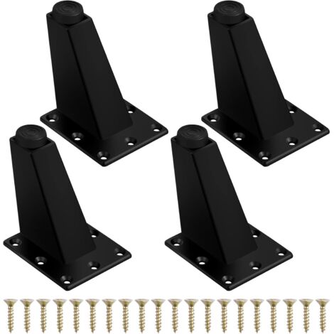 4Pcs Heavy Duty Furniture Legs Metal Table Legs Adjustable Furniture Legs Sofa Legs Slanted Table Legs with Mounting Plate and Screws for Cupboard Dresser, 75mm Matte Black (1/5)