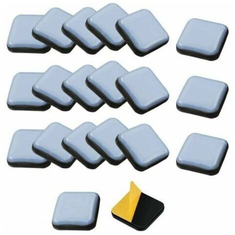 24PCS Self-Adhesive Furniture Sliders Teflon Furniture Glides Square Teflon Chair Glides 2525mm Glide Pad for Chair, Sofa, Desk, Table, Armchair GrooFoo (1/5)