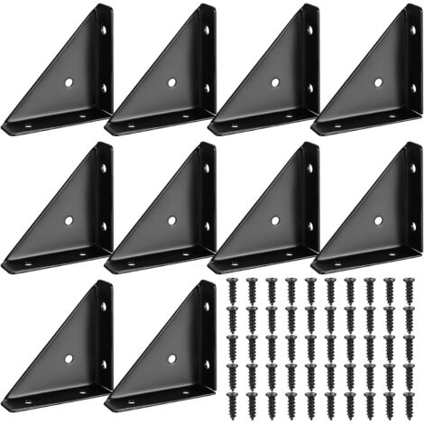 10 Pieces Metal Corner Braces, Black 90 Degree Metal Corner, Corner Connector, Metal Corner for Furniture, Angle Fixing, Triangle Metal Corners for Wooden Furniture, Tables, Cabinets (1/5)
