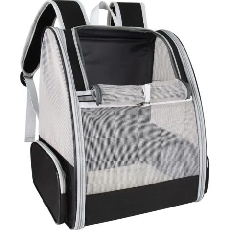 Dog and Cat Carrier Bag, Spacious and Breathable Foldable Pet Mesh Backpack with Metal Structure, Stable and Comfortable Basket for Train Travel (Black) (1/5)
