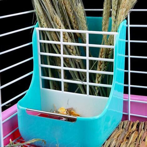 Hay Feeder for Guinea Pig Guinea Pig Chinchilla, 2 in 1 Hay Feeder Bowls, Grass Feeder (Blue) (1/5)