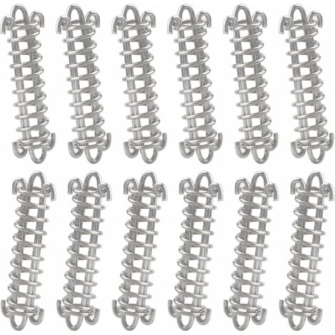 12pcs Heavy Duty Tent Rope, Stainless Steel Spring Rope Buckle, for Tarpaulin, Tent, Metal Grille (1/5)