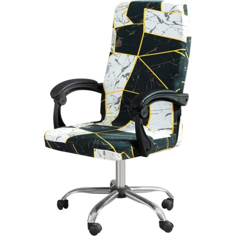 Adult Office Chair Slipcover, Elastic Stretch Rotating Office Chair Slipcover, Modern Universal Removable Chair Slipcovers,Office Chair Protector(Black Marble,Large) (1/5)