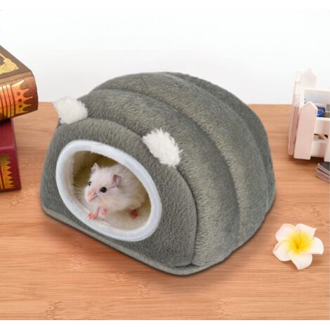 Winter House for Hamster, Gray Pet, Cozy and Warm Bed Suitable for Small Animals, Guinea Pig Nest Bedding, Hedgehog, Gerbil, Rat (1/5)