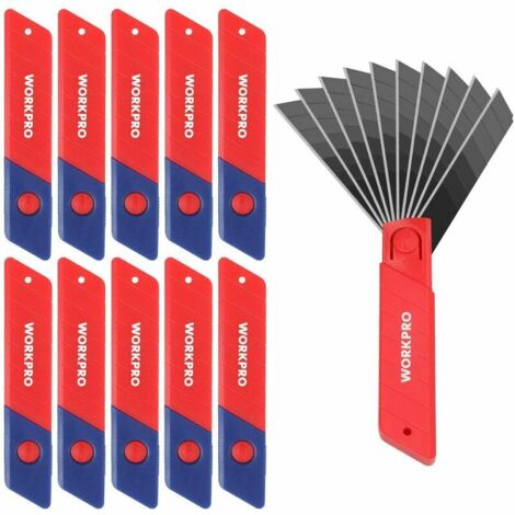 Pack of 100 18mm Cutter Blades, SK5 Snap-Off Blades with Dispenser, Thickness: 0.5mm, Length: 100mm