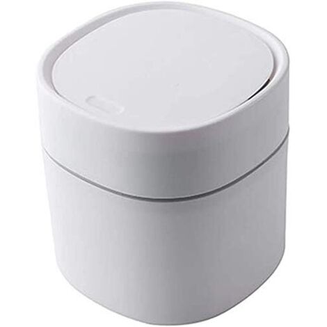 Mini Plastic Trash Can Creative Desktop Trash Can Office Trash Can With Lid Small Home Office Cleaning Trash Button Office Storage Trash Can (1/5)