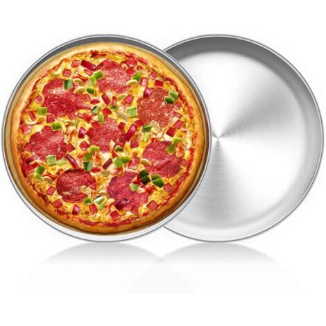 2PC Stainless Steel Bakeware,Round Pizza Baking Tray,Non-stick Aluminum Bakeware for Restaurants and Home Pizza Baking(30CM) (1/5)