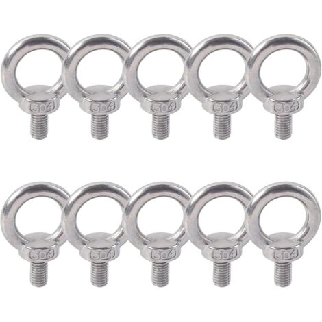 Lifting Ring 304 Stainless Steel Male Thread Eye Bolt M5X10 Bolt Screw Machine Shoulder Lift Marine Weight Screws 10pcs (1/5)