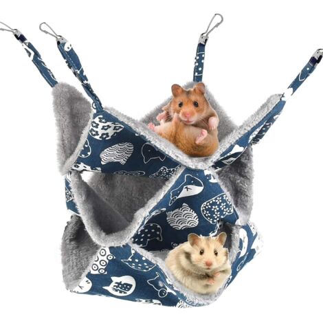 Small Animal Hammock 3 Layers Pet Hammock Hanging Bed Hamster Sleeping Hammock Soft and Warm Cozy Hanging Bed Rodent Hammock for Chinchillas, Ferrets, Squirrels and Small Animals (1/5)