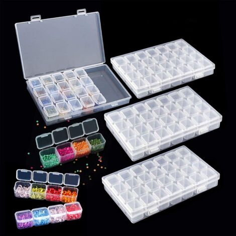 4pcs Diamond Embroidery Box Painting Beads Transparent Storage Box with 28 Removable Mini Grid Compartments (1/5)