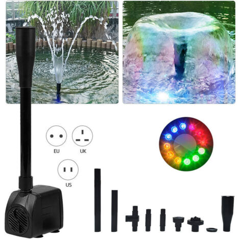 Submersible Water Pump with 12 LED Lights 15W Ultra-Quiet IP68 Waterproof for Aquarium Fountain (1/5)
