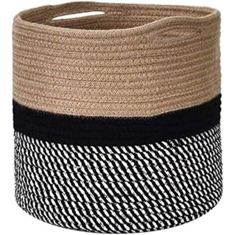 Cotton Rope Baskets, Cotton Rope Laundry Basket, Woven Cotton Rope Storage Basket, 30 x 30 cm Foldable Bathroom Storage Basket for Toys, Craft Supplies, Clothes Storage (1/5)