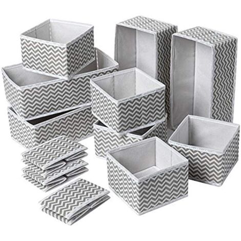 12 Pack Non-Woven Foldable Drawer Organizer for Underwear, Bras, Ties, Socks Space Saving Compartment Storage Box (12 Pieces,Grey) (1/5)