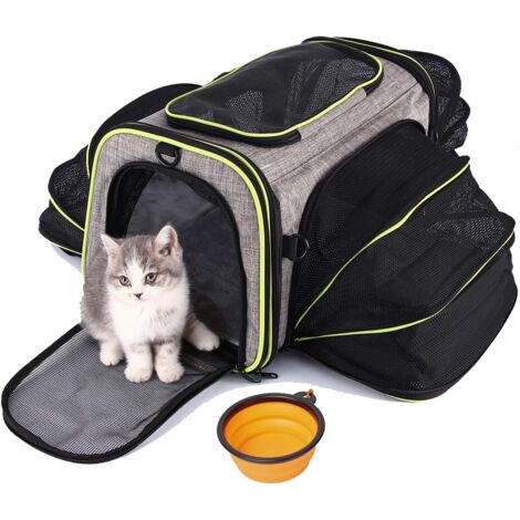 Cat Dog Carrier Bag, Spacious 4-Way Expandable Travel Cage, Collapsible Pet Cat Crate (1/5)