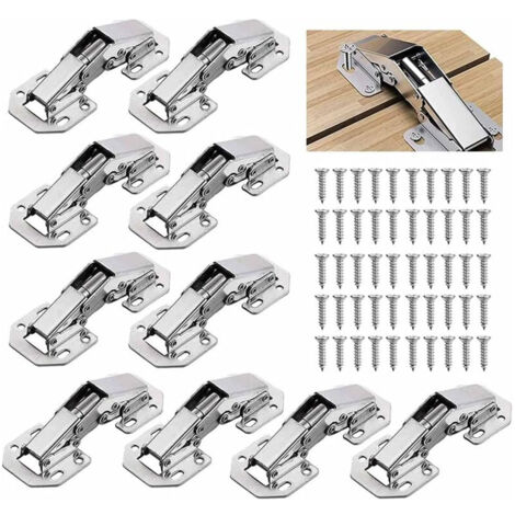 10PCS Alloy Steel Cabinet Door Hinge, 3 Inch 90° Furniture Hinge, Invisible Hinge, Match Screw, Suitable for Office Cabinet Doors (1/5)