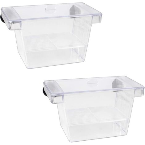 2pcs Fish Isolation Box, Brooder Fish Breeding Box Fish Hatchery Plastic Fish Isolation Box Breeding Aquariums Box with 4pcs Suction Cup (Transparent) (1/5)