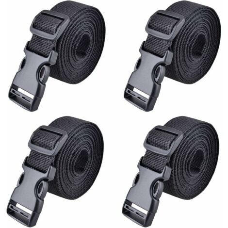 Quick Release Buckle Strap Lashing Strap Plastic Ratchet Strap Tensioning Strap for Luggage Fixing 25mm, 188cm Black 4Pcs (1/5)
