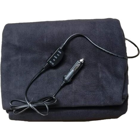 Car Electric Heated Blanket, RV Heated Fleece 12 Volt Heated Travel Blanket, for Cold Weather Kits Cozy Bed Warmer (Black) (1/5)