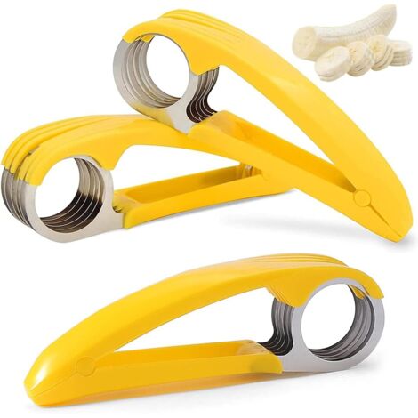Stainless Steel Banana Slicer, 3 Pieces Banana Slicer Multifunctional Portable Banana Slicer with 6 Blades for Sausages Kiwi Cucumbers Bananas (1/5)