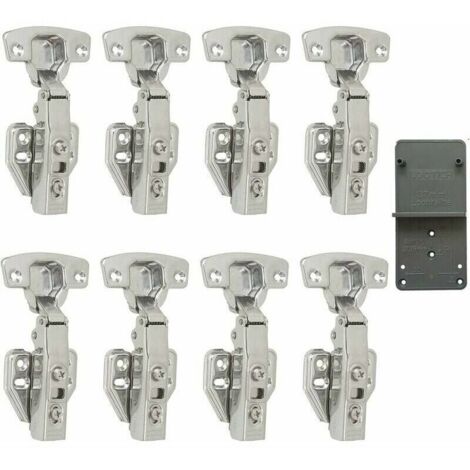 Overlay Standard Hinges, 110 Degree Fully Overlay Standard Hinges with Built-in Damper Self-Closing Mechanism, Kitchen Door Cabinet Hinge, 8pcs (1/5)