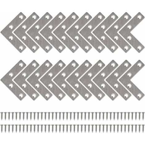 20 Pcs Flat Straight Brackets L Shaped Metal Brackets with Screws 8080mm (1/5)