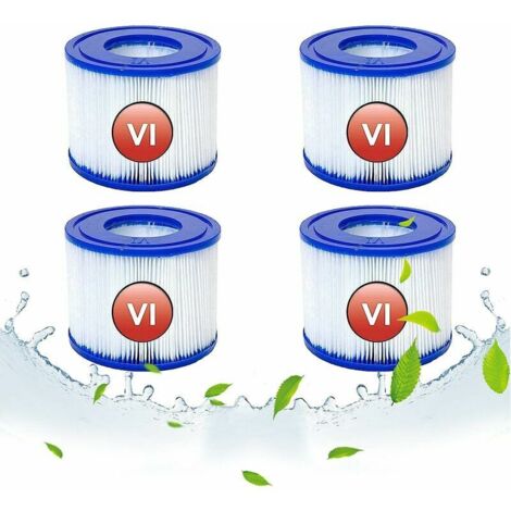 Replacement Filter Cartridges for Bestway VI, Cartridge Filter VI for Lay-Z-Spa Miami, for Vegas, for Monaco-Size, Hot Tub Filter, for Bestway 58323, 58239, 90352E (4 pcs) (1/5)