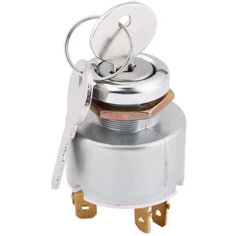 Ignition Switch, 12V Universal Engine Start Switch 3 Position ON OFF Ignition Control Switch with Key Silver (1/5)