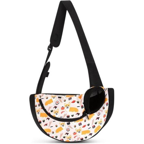 Cat Dog Carrier Bag Portable Pet Bags Breathable Shoulder Bag Travel Hiking Camping for Small Cat Small Dog Beige (1/5)