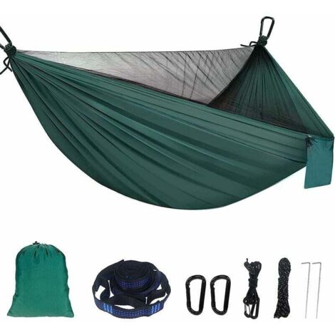 Camping Hammock with Mosquito Net 300kg Load Capacity, Breathable, Portable, Quick Drying Parachute Nylon Ultralight Hammock for Indoor Outdoor Garden (1/5)