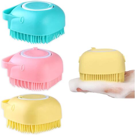 Pack Soft Silicone Dog Bath Brush with Shampoo Dispenser and Puppy Massage Brush, Dog Shower Massage Brush (1/5)