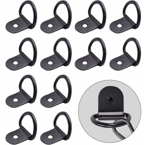 12PCS Stainless Steel D-Ring Fixed Ring Trailer Fixed Ring Motorcycle Truck Kayak Car Power Tools Camping Hammock Wood Black (1/5)