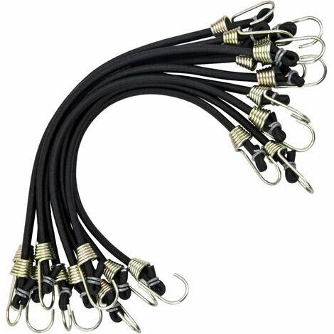 Bungee Cords with Hooks 10 Pieces Mini Elastic Bungee Cords Universal Heavy Duty Bungee Cords with 2 Heavy Duty Hooks Strap for Tent Camping Motorcycle Trailer Luggage Car and Bicycle, Black (1/5)