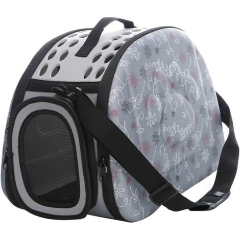 Pet Carrier Bag Dog Cat Foldable Travel Cage Handbag (Grey, M) (1/2)