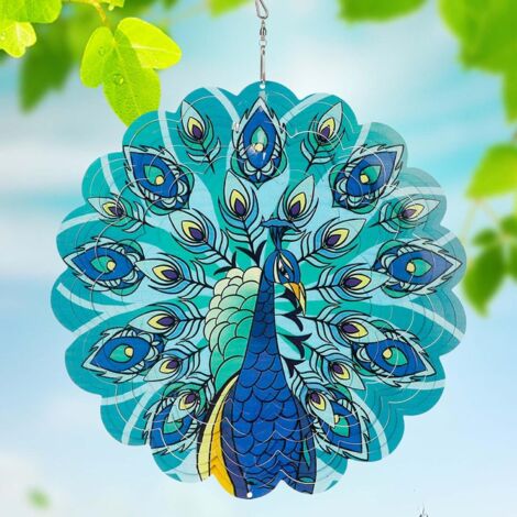 Peacock Metal Wind Spinners - Gifts for Women Mom Grandma Wife, Hanging Wind Spinner for Outdoor & Indoor Decorations, 12 inch Wind Spinner for Christmas Thanksgiving Ornament Gifts (1/5)