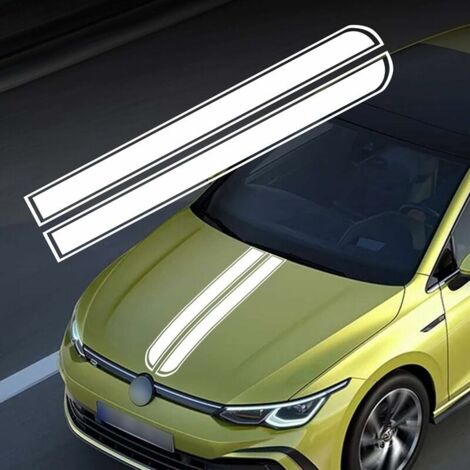 Car Hood Stripe Sticker Auto Racing Body Side Stripe Decal Hood Roof Skirt Bumper Stripe Decal Vinyl Modified Decal Decoration for Car (White) (1/5)