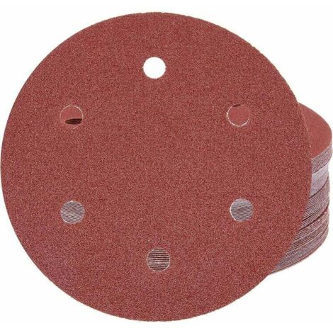 225mm 6 Holes Sanding Disc Hook and Loop Discs, 30pcs P40/P60/P80/P120/P240/P320 Round Sandpaper Pads for Drywall Sander, Giraffe Sander, Wall Sander., (1/5)