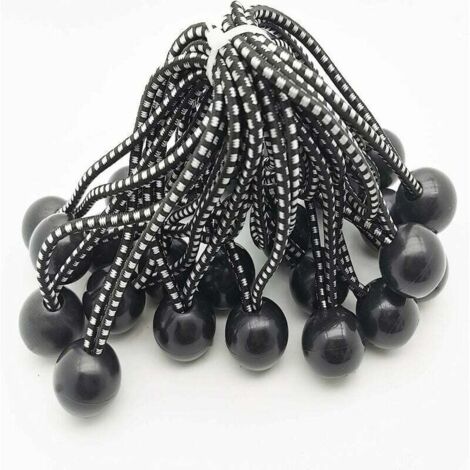 25 Professional Rubber Bungee Cords with Ball (Black 140mm) for Tents, Tarps, Posters. Tarpaulin Bungee Cord, Bungee Strap, Tarpaulin Holder, Tarpaulin Rubber, Rubber Bungee Cord. (1/4)