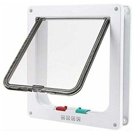 Large White 4 Way Locking Cat or Dog Flap Easy to Fit (23cm x 25cm x 5.5cm) (1/5)