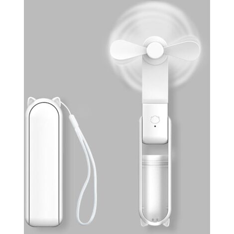 Mini Portable USB Fan, Foldable Small Quiet Fan Rechargeable Battery with 3 Speeds Adjustable Portable Fan Handheld Fan for Home Office and Travel (White New) (1/5)