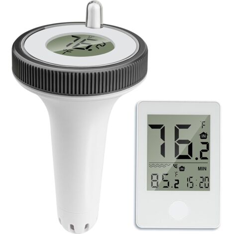 Digital Wireless Floating Pool Thermometer,Water Temperature Thermometer,Indoor Monitor Outdoor Pool Thermometer Set for Swimming Pool Whirlpool Spas Hot Tub Bath Pond Aquarium,Easy Read LED Backlight (1/5)