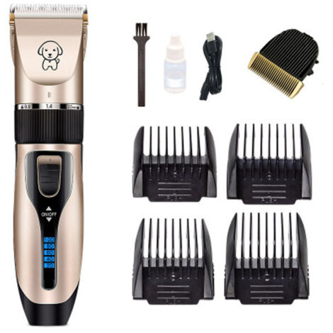 Quiet Dog and Cat Clippers - Professional Pet Hair Trimmer - Rechargeable Cordless Hair Trimmer - with 11 Accessories (Gold) (1/5)